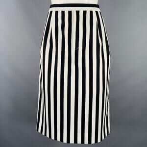 MARC JACOBS Size 6 Black White Polyester Stripe Pencil Skirt